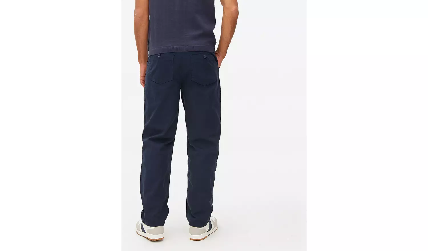 Navy Straight Leg Canvas Trousers36S