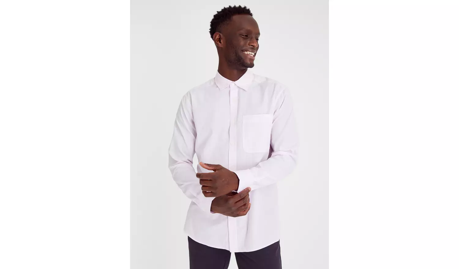 Pink Butchers Stripe Regular Fit Shirt S