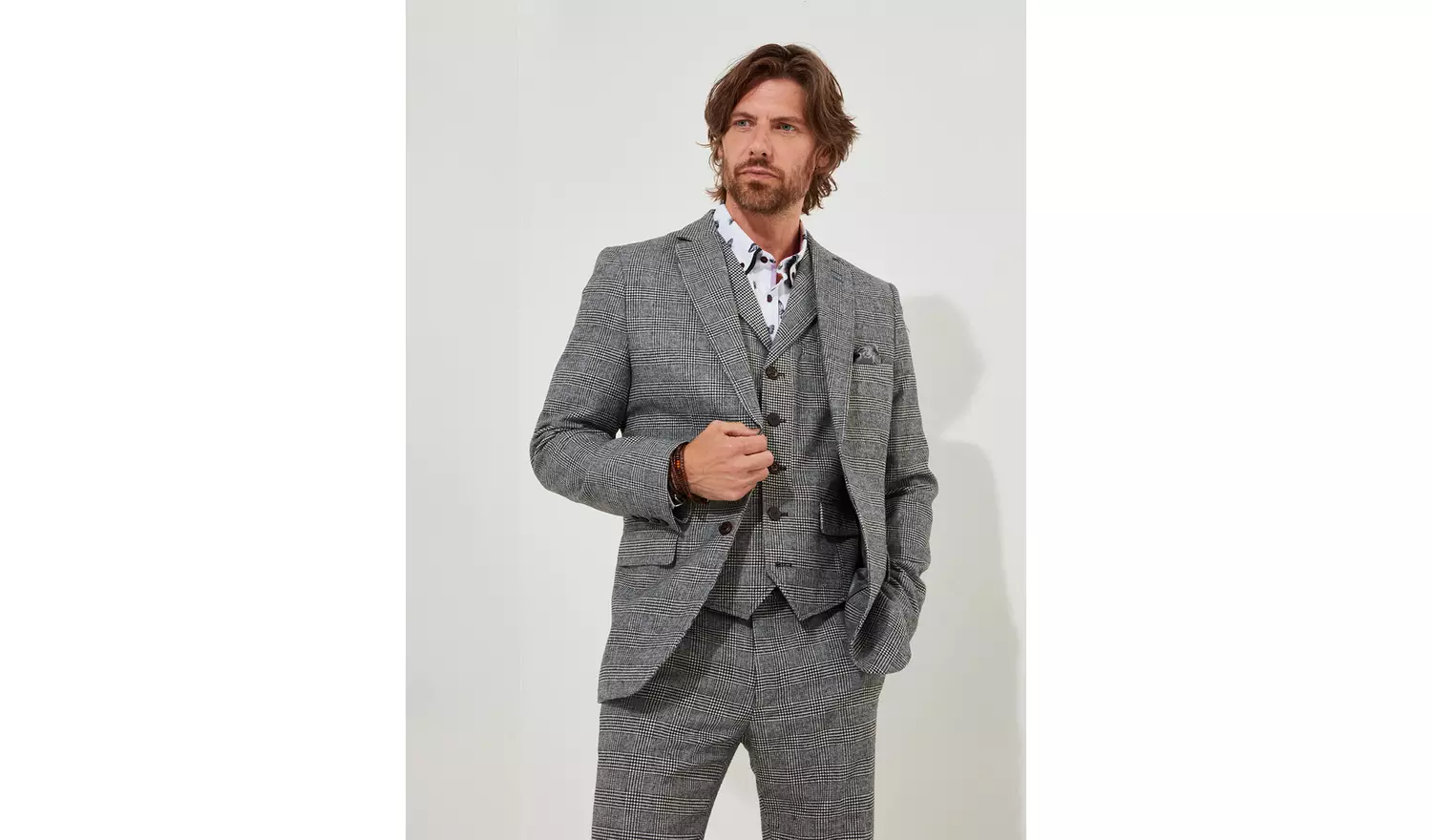 JOE BROWNS Slim Fit Dogtooth Prince of Wales Check Single Breasted Blazer 40R