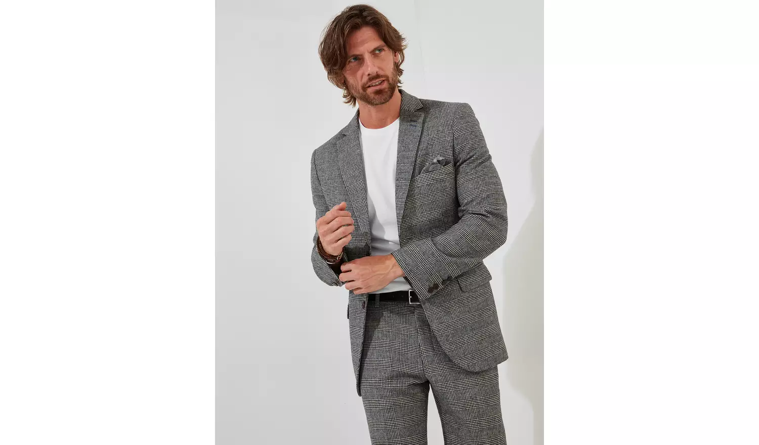 JOE BROWNS Slim Fit Dogtooth Prince of Wales Check Single Breasted Blazer 38R