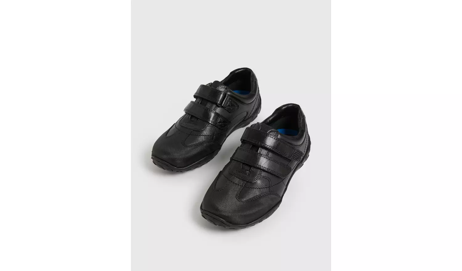 Black Leather Double Strap Wide Fit Shoes6