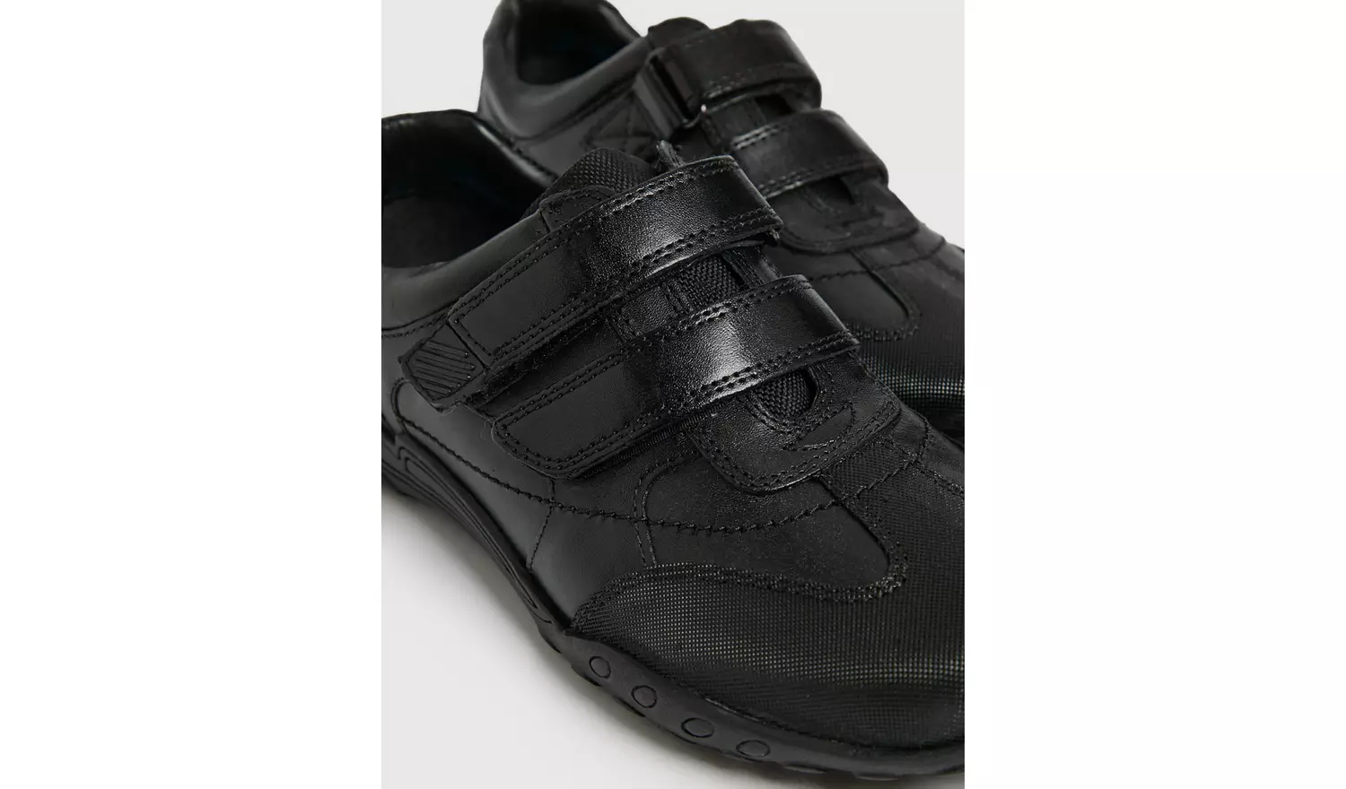 Black Leather Double Strap Wide Fit Shoes13 Infant