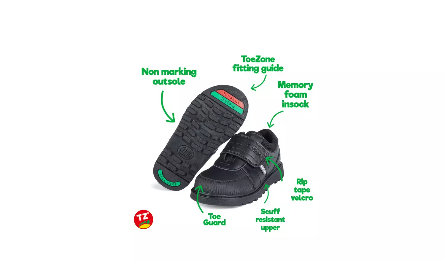 ToeZone Black Wallaby Shoes 9 Infant