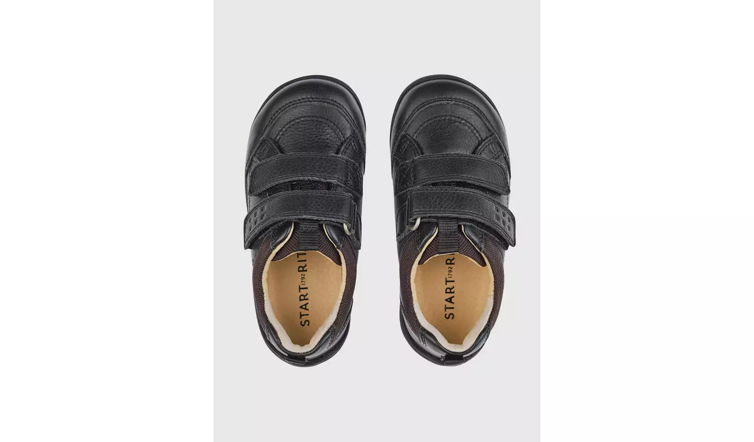 START-RITE Zig Zag Leather Rip Tape Black Leather School Shoes 9 Infant