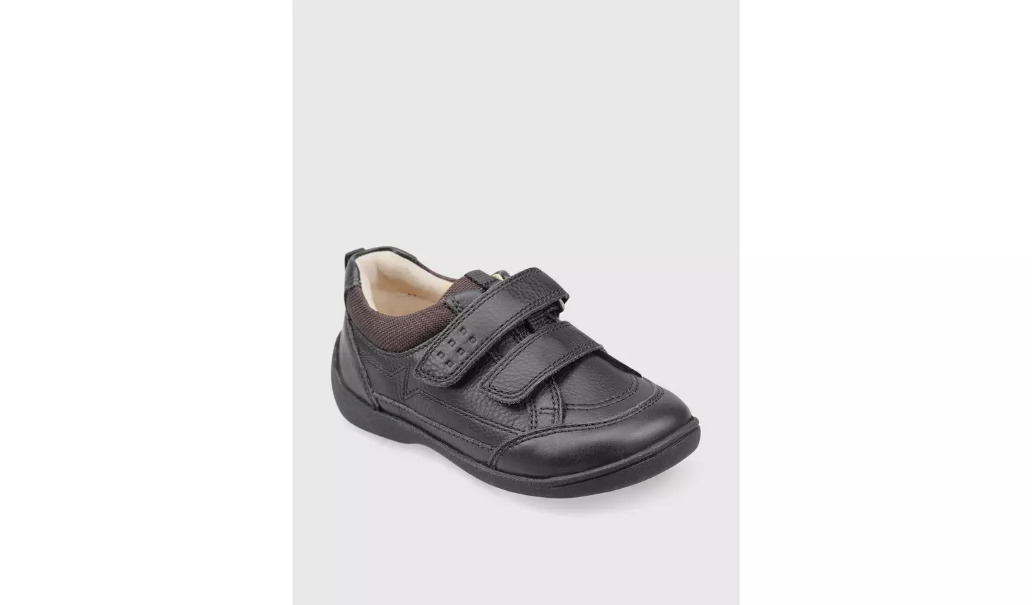 START-RITE Zig Zag Leather Rip Tape Black Leather School Shoes 8 Infant