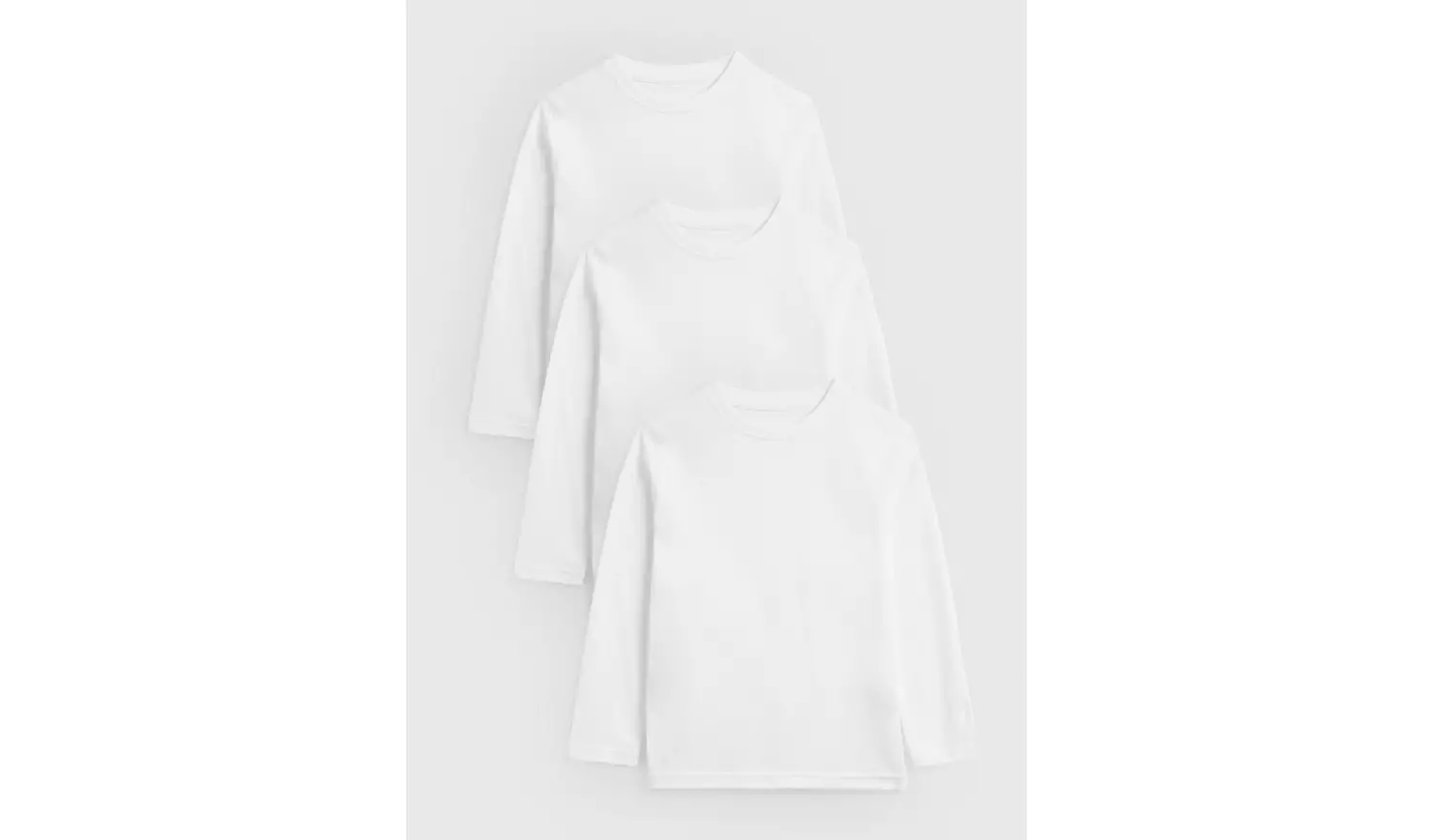 3 Pack Unisex White Crew Neck Long Sleeve T-Shirts 6 years