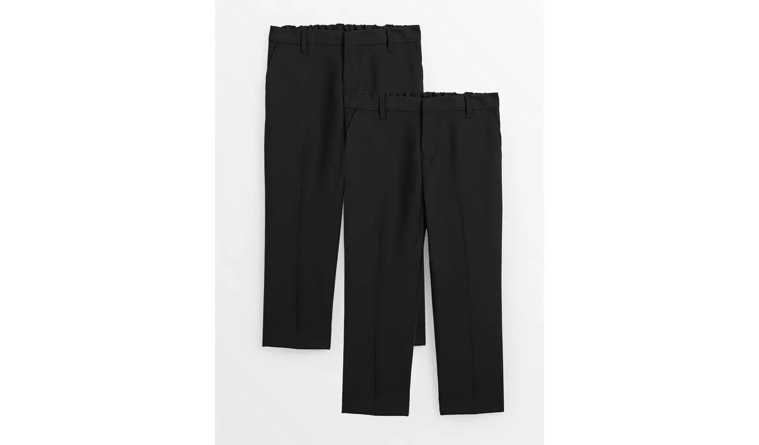 2 Pack Black Trousers with Reinforced Knees & Extendable Hems Longer Leg 8 years