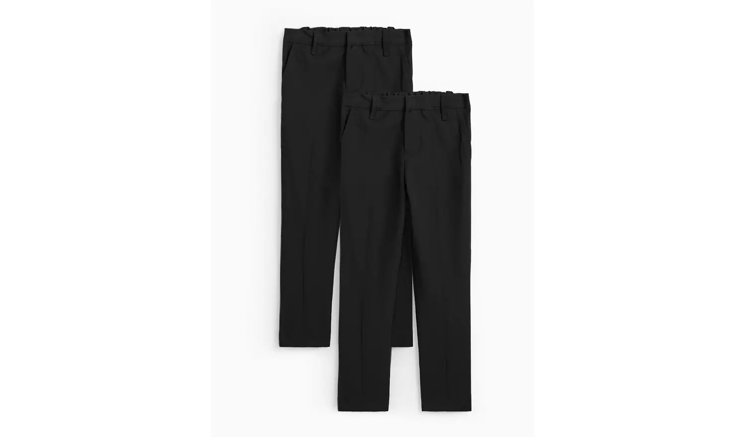 2 Pack Black Slim Fit Woven Trousers with Reinforced Knees & Extendable Hem 6 years