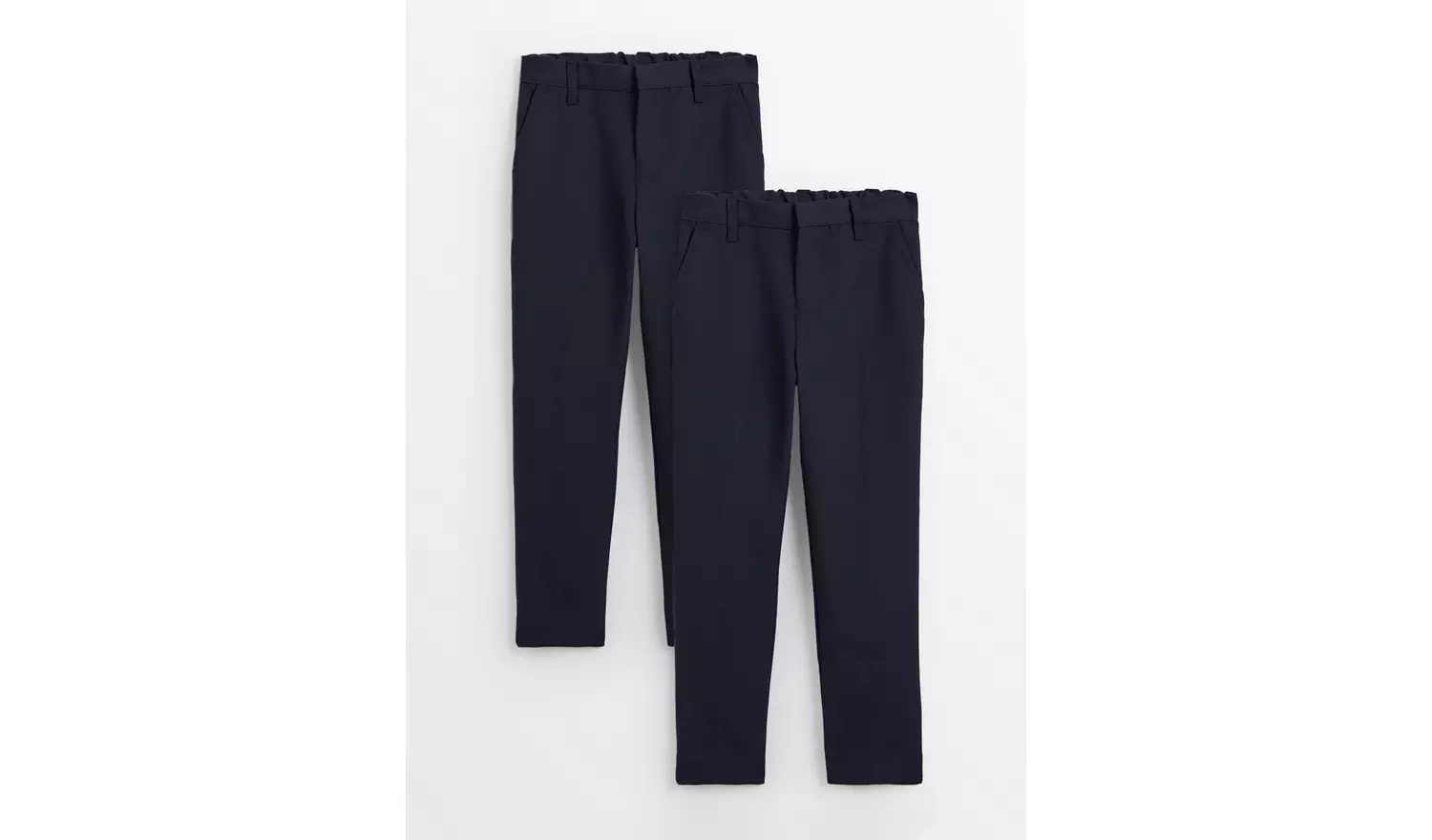 2 Pack Navy Slim Fit Woven Trousers with Reinforced Knees & Extendable Hem 11 years