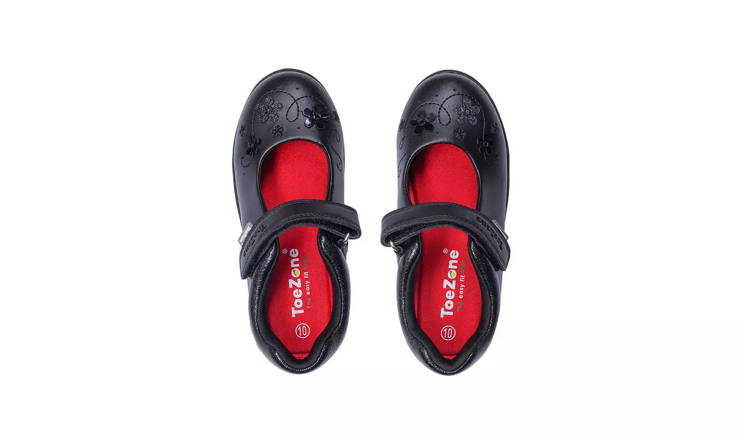 ToeZone® Black Floral Glitter Shoes 9 Infant