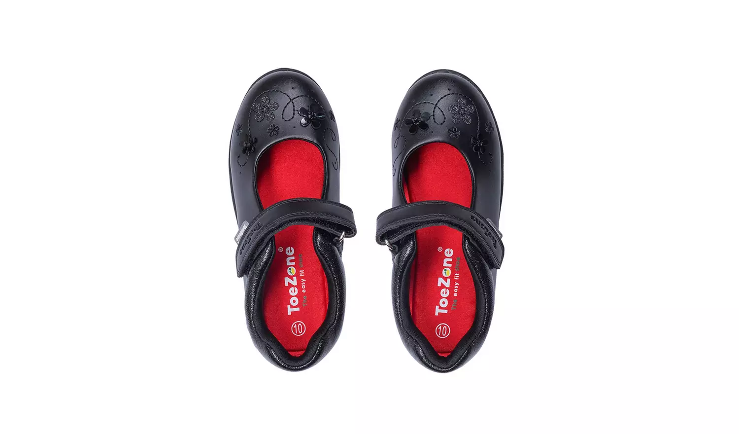 ToeZone® Black Floral Glitter Shoes 12 Infant