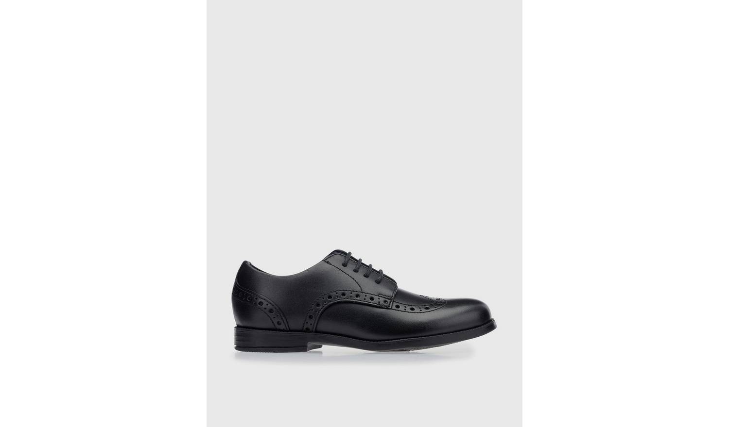 START-RITE Brogue Jnr Black Leather Lace Up School Shoes 4