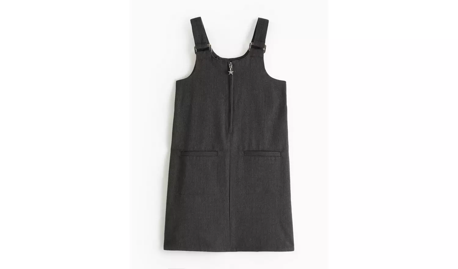 Grey Zip Front Pinafore Dress 6 years