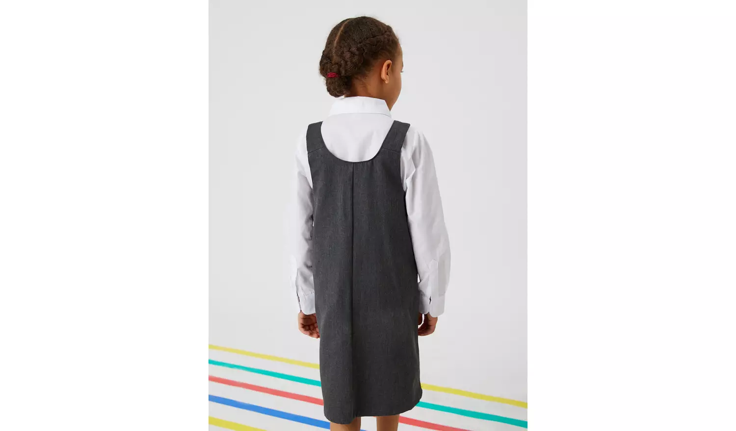 Grey Zip Front Pinafore Dress 8 years