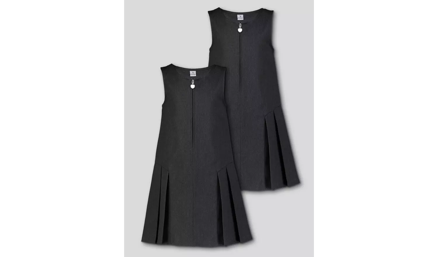 2 Pack Grey Zip Through Pinafores 10 years