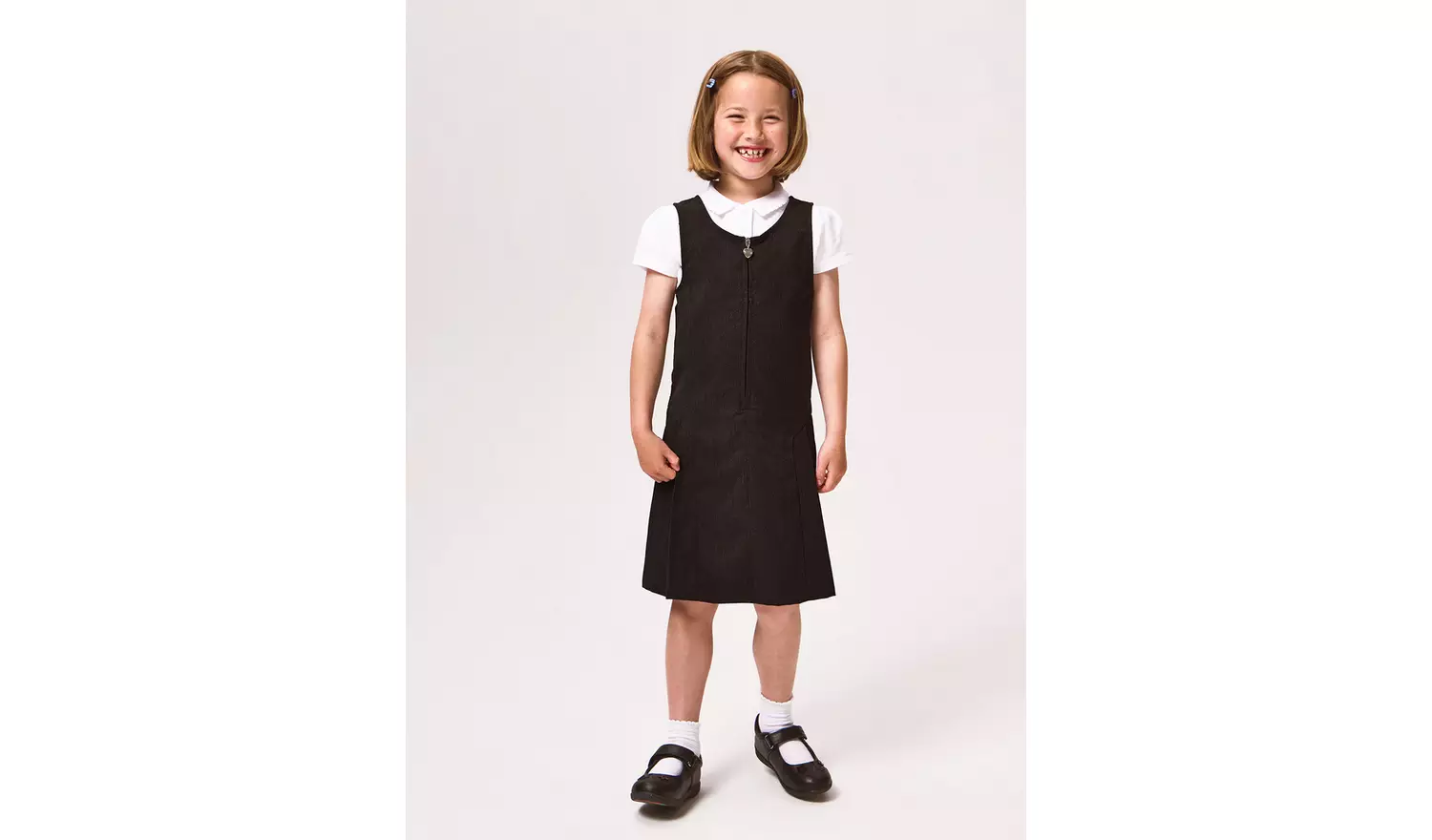 4 Pack Black Zip Through Pinafores 8 years