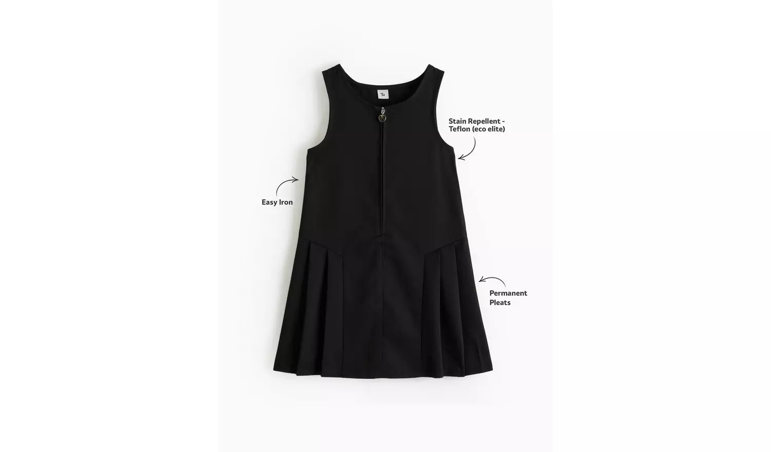 4 Pack Black Zip Through Pinafores 7 years