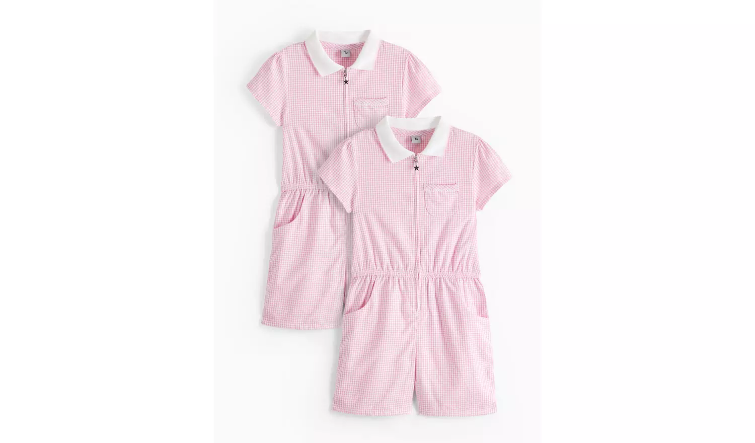 2 Pack Pink Gingham Playsuits 13 years