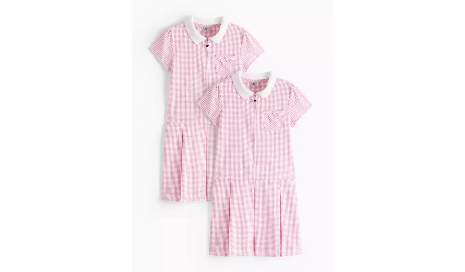2 Pack Sporty Pink Pleated Gingham Dress 14 years