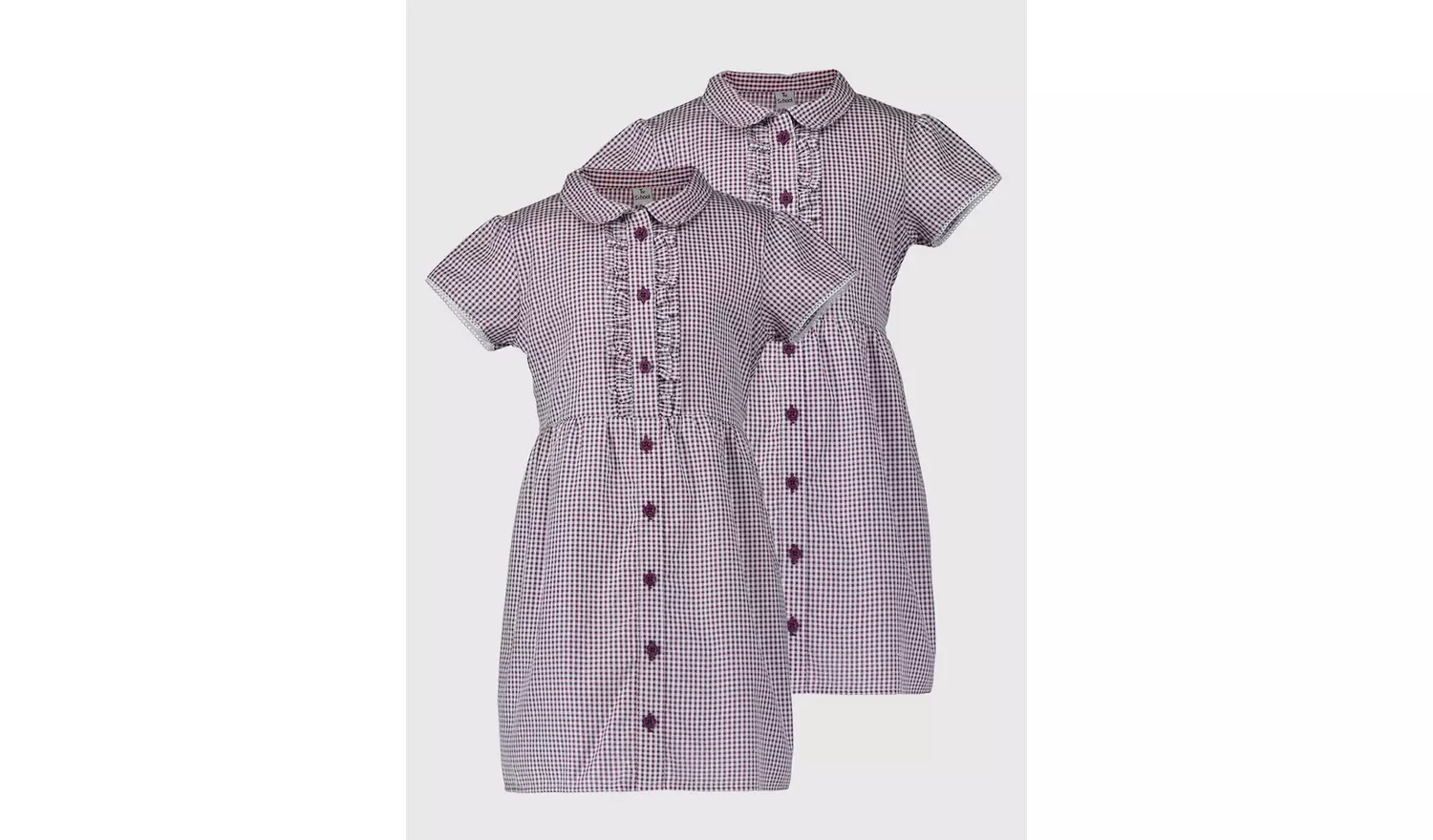 2 Pack Classic Dark Red Back Bow Gingham Dress14 years