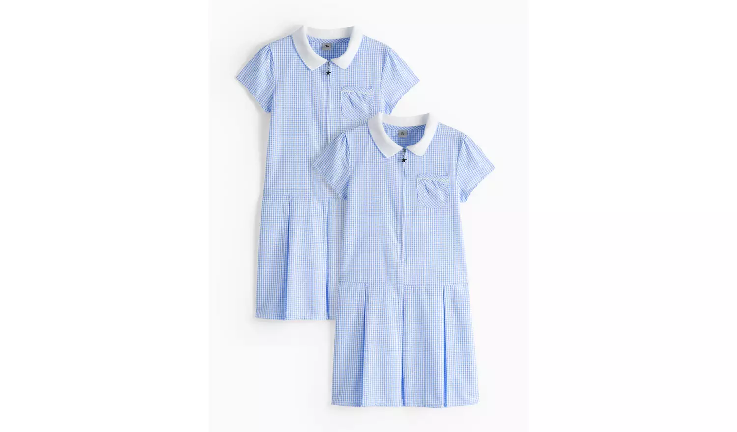 2 Pack Sporty Blue Pleated Gingham Dress 8 years