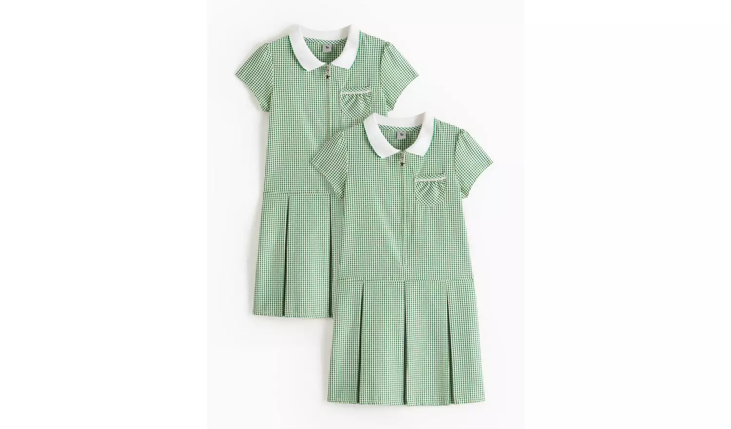 2 Pack Sporty Green Pleated Gingham Dress 6 years