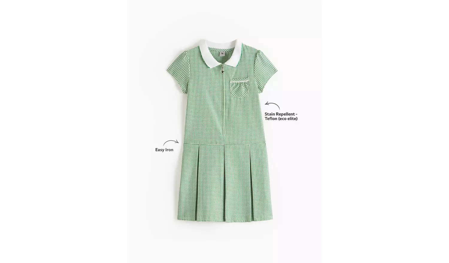 2 Pack Sporty Green Pleated Gingham Dress 7 years