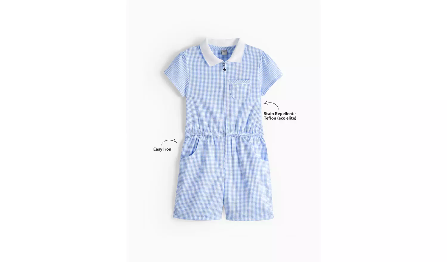 2 Pack Blue Gingham Playsuits 7 years