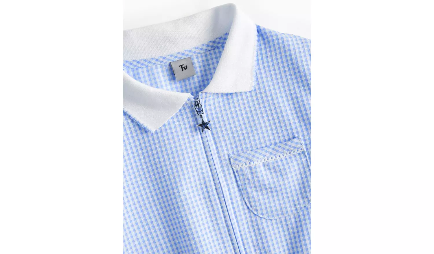 2 Pack Blue Gingham Playsuits 7 years