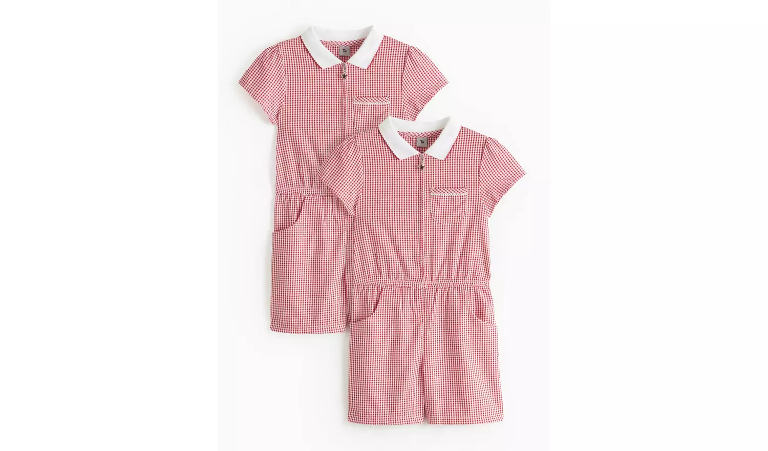 2 Pack Red Gingham Playsuits 11 years