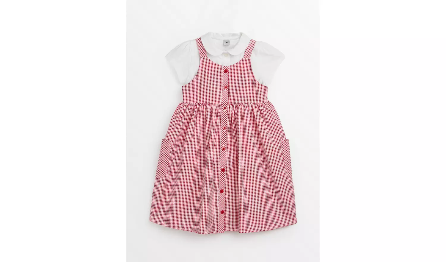Red Gingham Pinafore Dress with Blouse 12 years