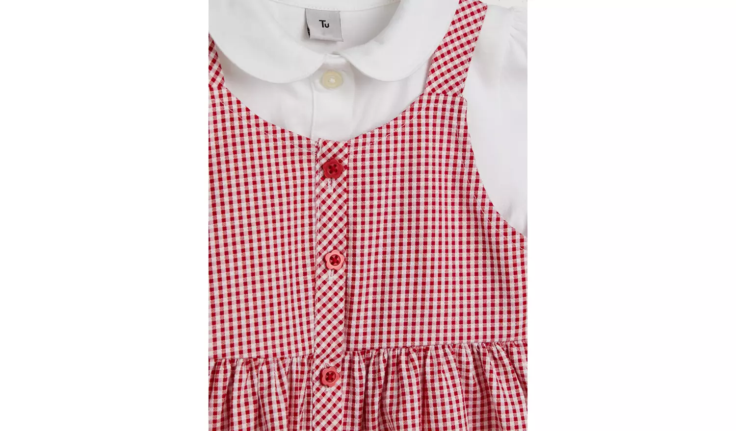 Red Gingham Pinafore Dress with Blouse 3 years