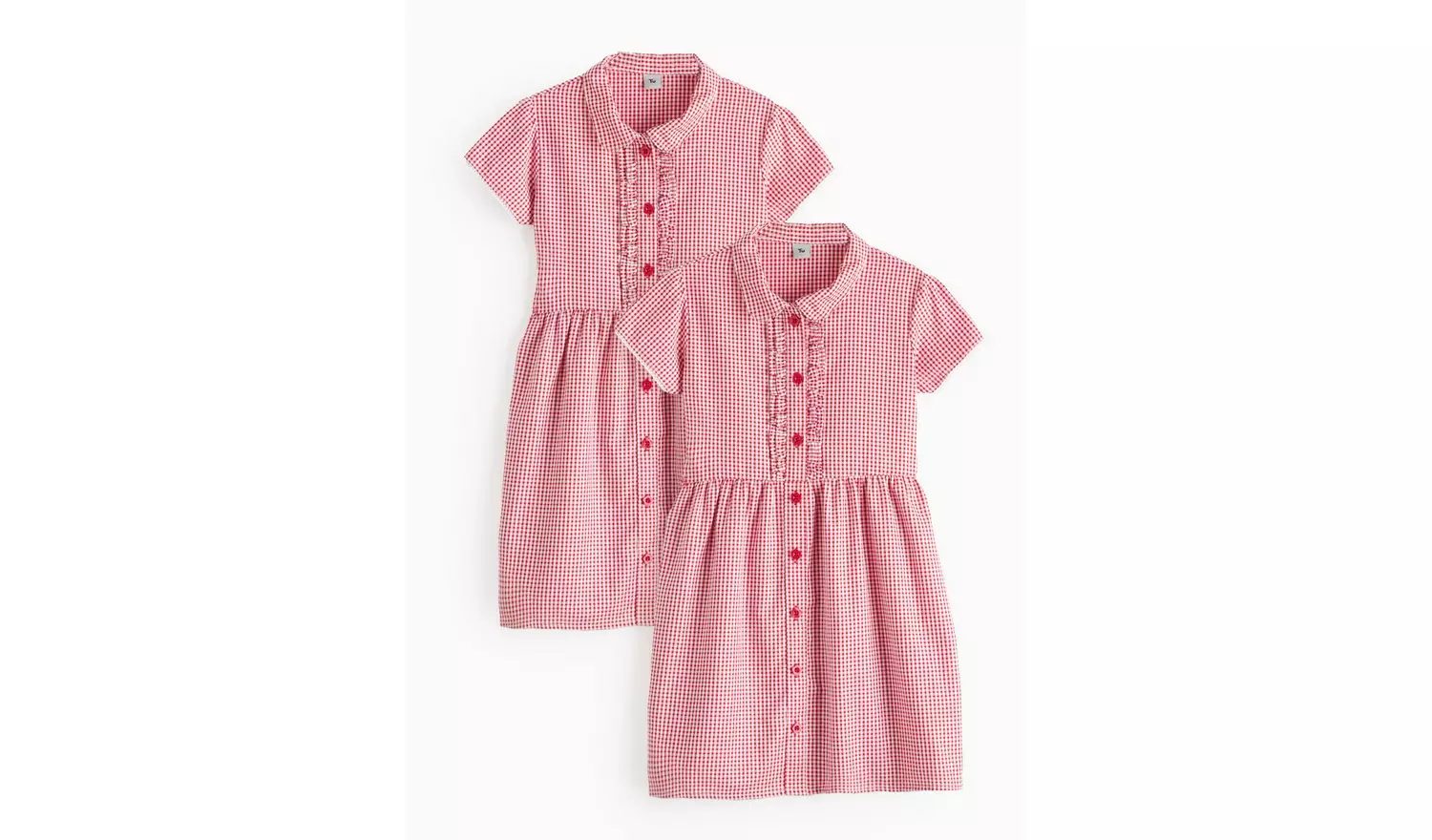 2 Pack Classic Red Back Bow Gingham Dress Generous Fit 11 years