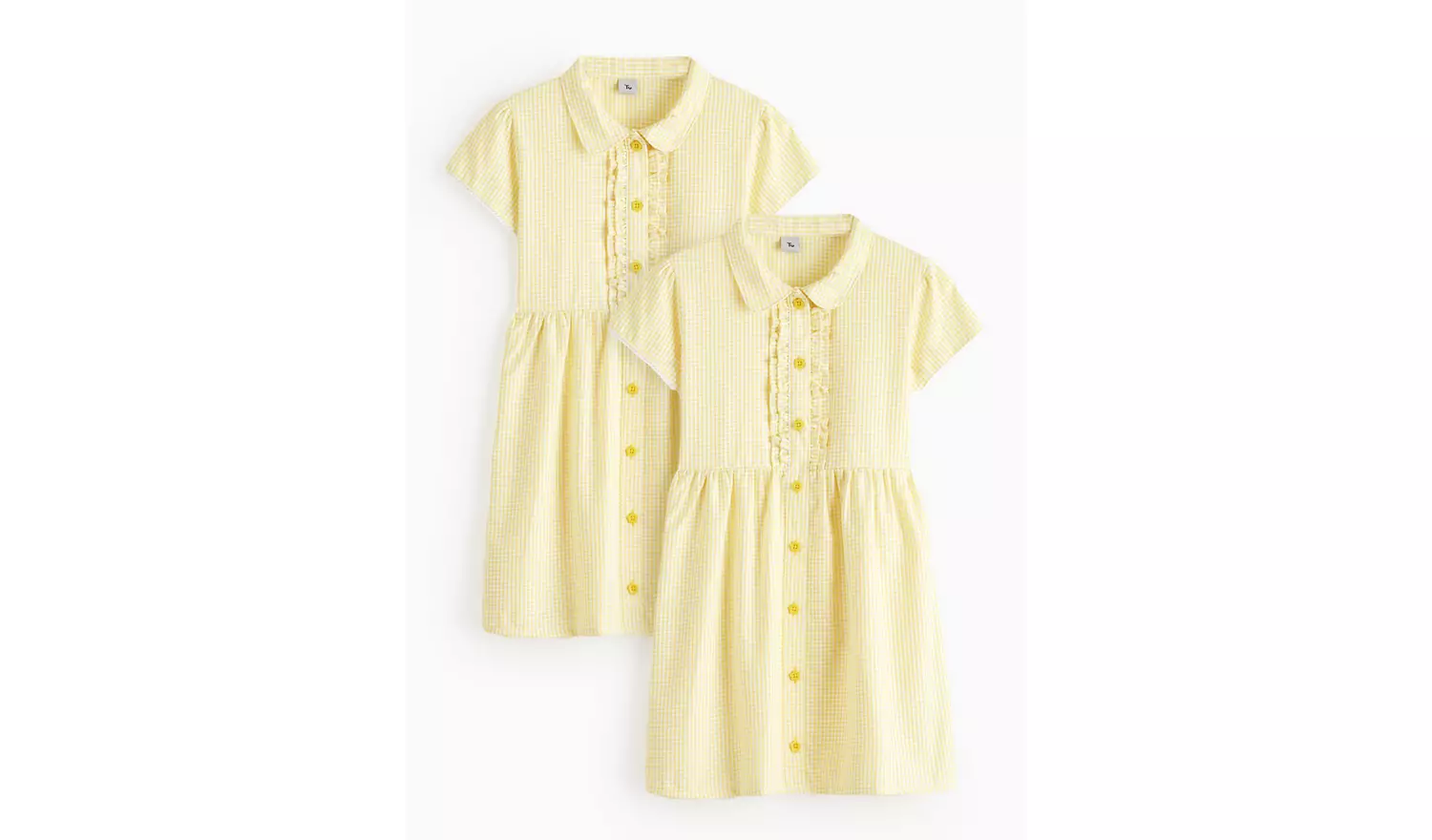 2 Pack Classic Yellow Back Bow Gingham Dress Generous Fit 13 years