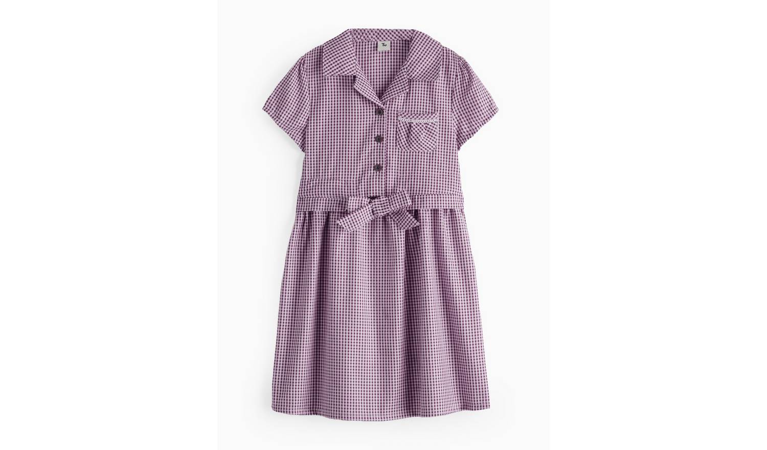 Dark Red Tie Front Gingham Dress 3 years