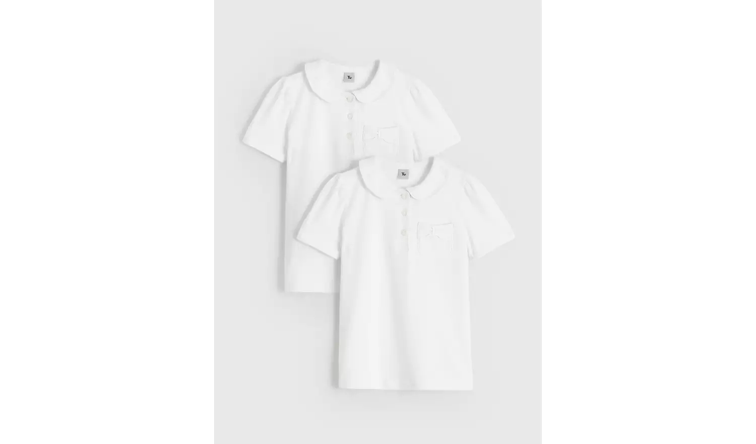 2 Pack White Jersey Polo Shirts 9 years