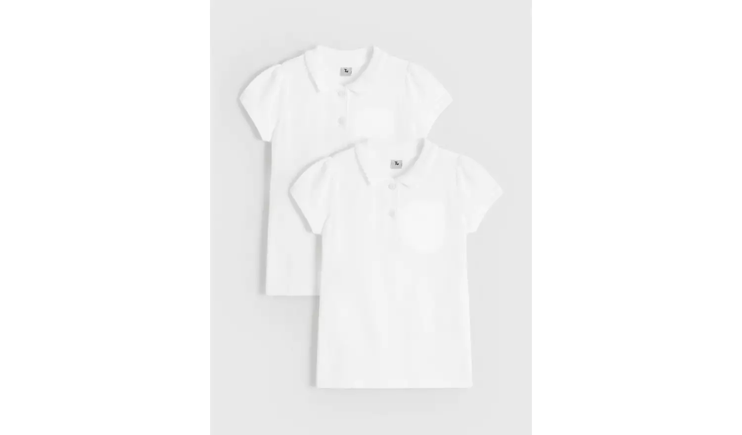 2 Pack White Polo Shirts with Perfect White 12 years