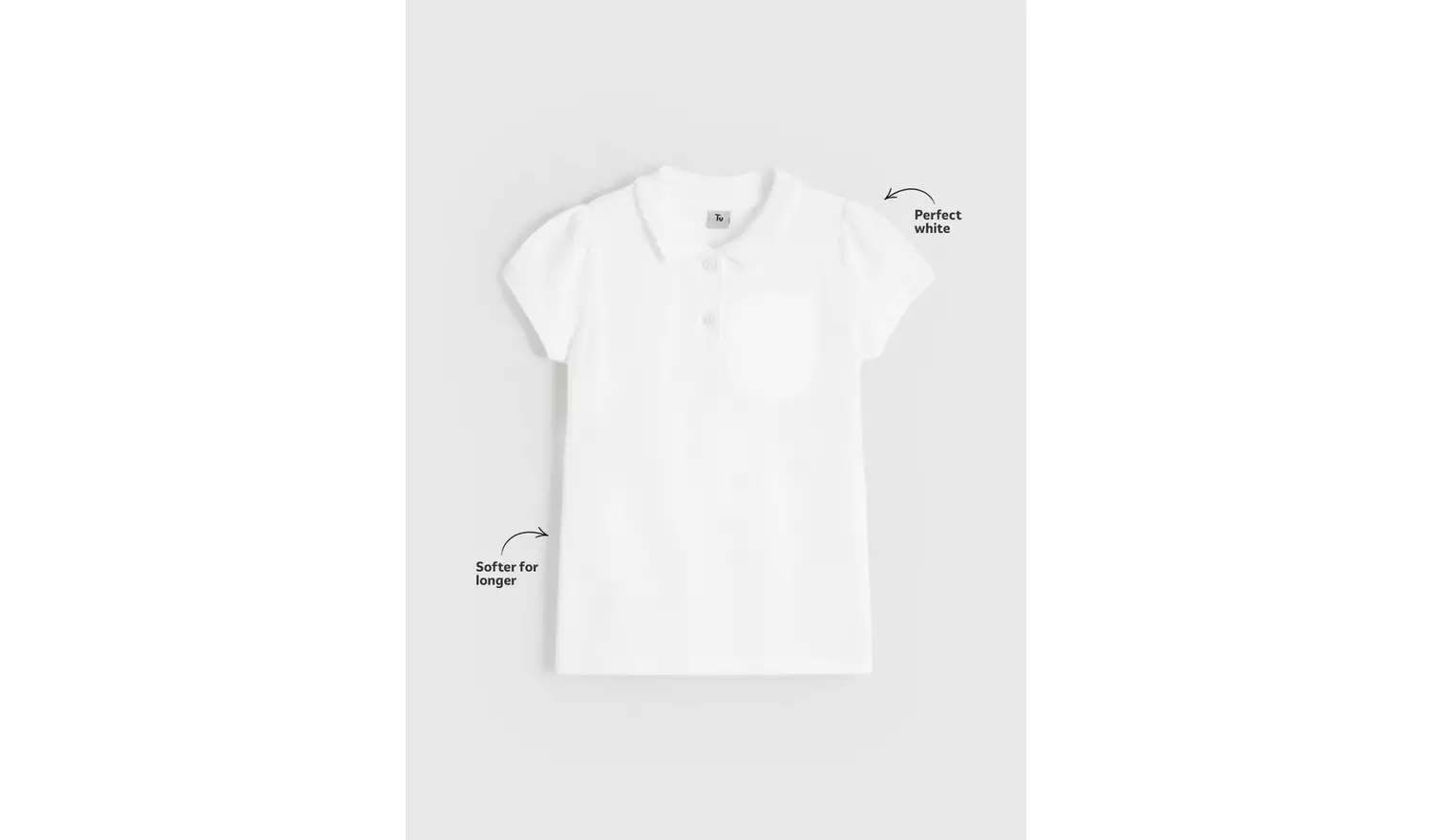 2 Pack White Polo Shirts with Perfect White 4 years