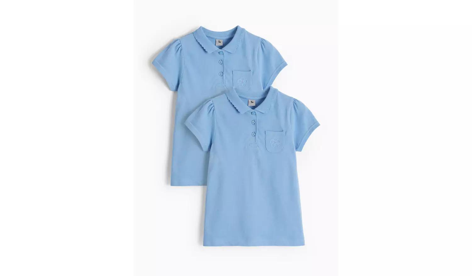 2 Pack Blue Embroidered Polo Shirts 12 years