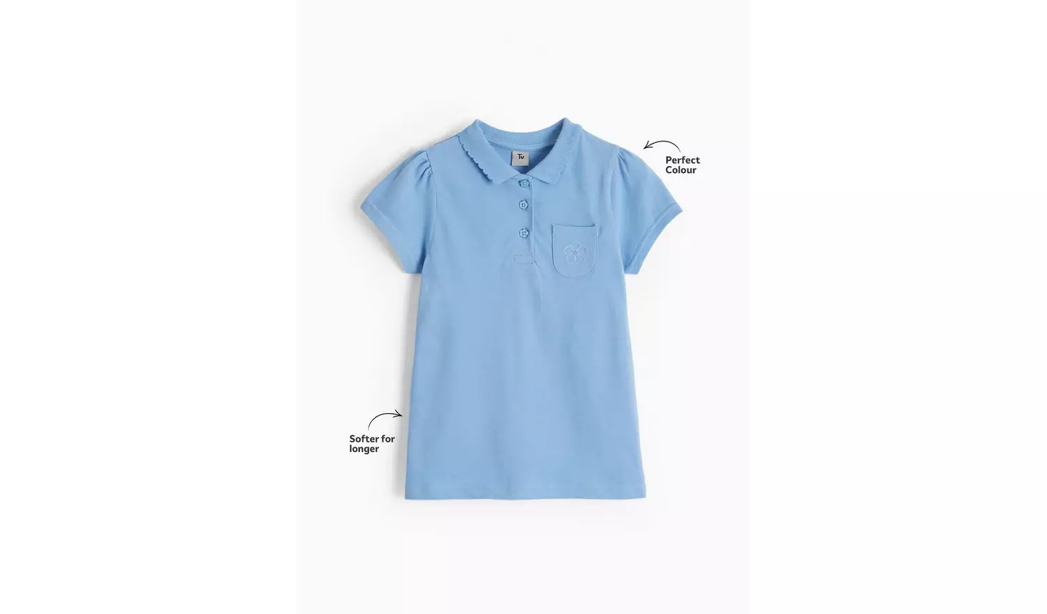 2 Pack Blue Embroidered Polo Shirts 12 years