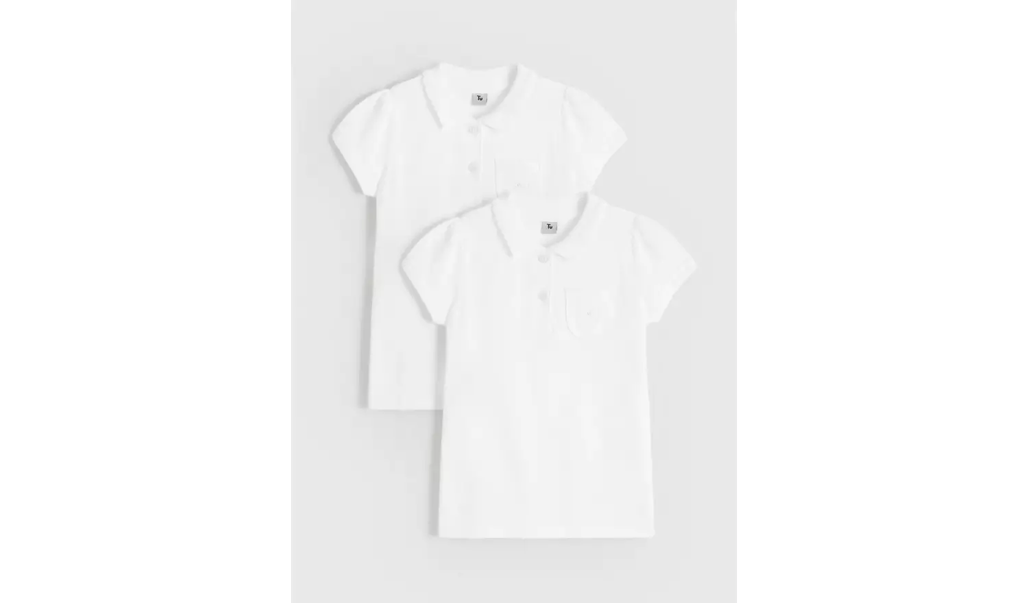 2 Pack White Embroidered Polo Shirts 5 years