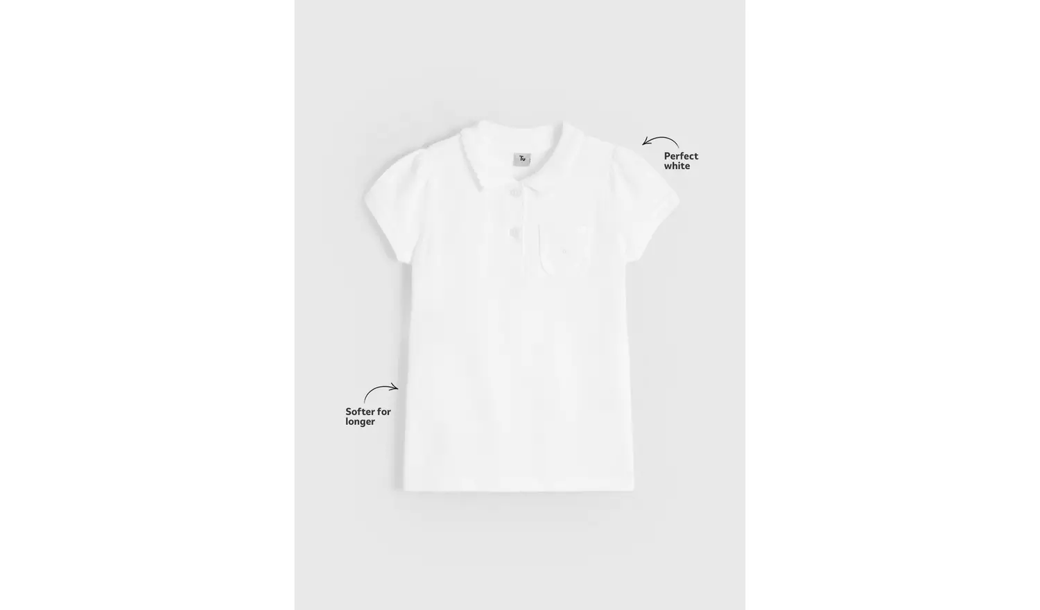 2 Pack White Embroidered Polo Shirts 5 years