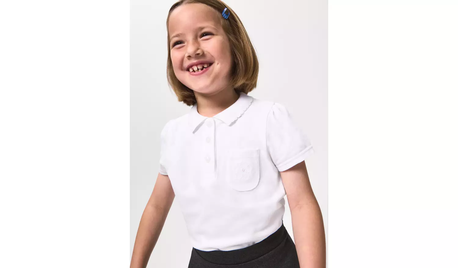 2 Pack White Embroidered Polo Shirts 5 years