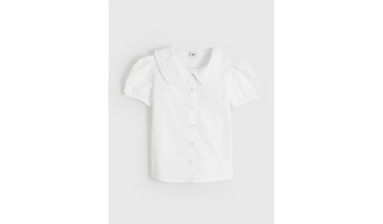 White Large Collar Short Sleeve Blouse 7 years