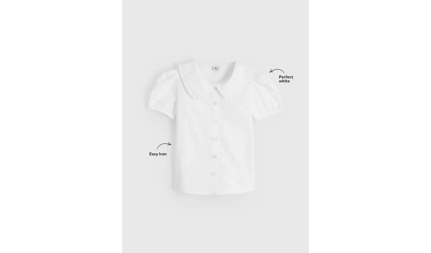 White Large Collar Short Sleeve Blouse 6 years