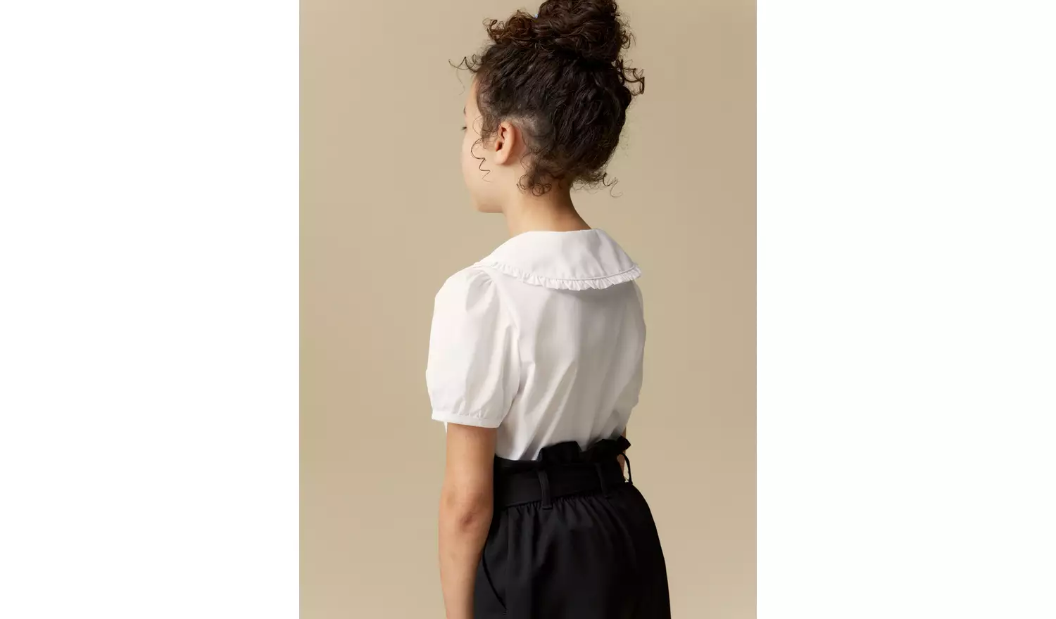 White Large Collar Short Sleeve Blouse 7 years