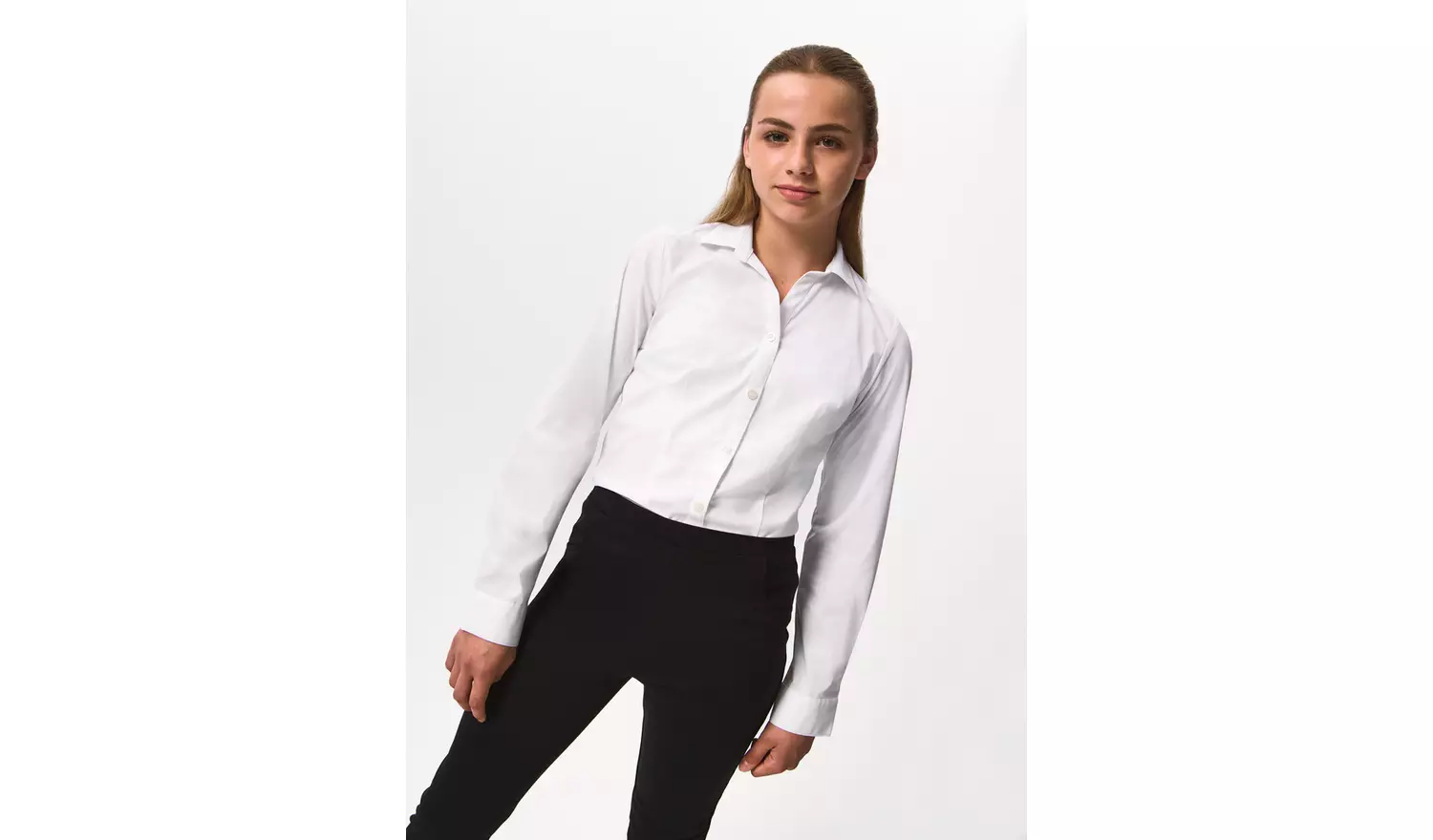 White Long Sleeve Blouse with Stretch 12 years