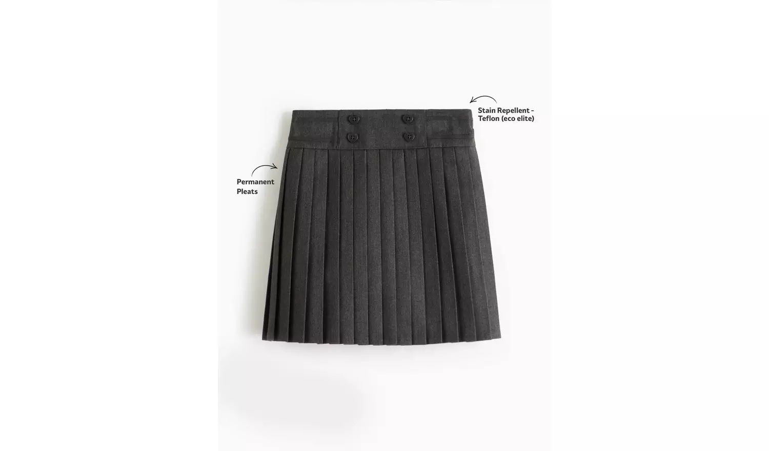 Grey Heart Button Small Pleated Skirt 6 years