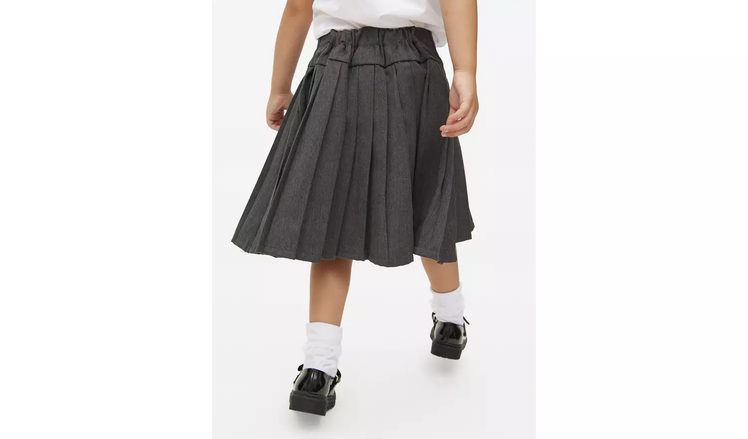 Grey Heart Button Small Pleated Skirt 11 years