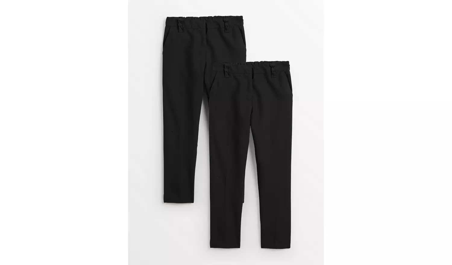 2 Pack Girls Black Trousers with Reinforced Knees & Extendable Hem10 years